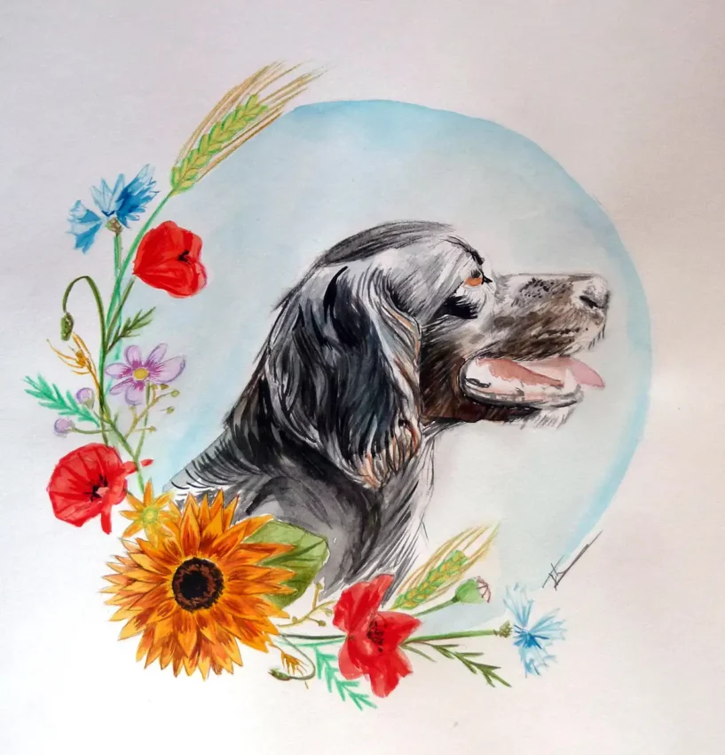 Chien 2, aquarelle de Typhaine Lesbleiz