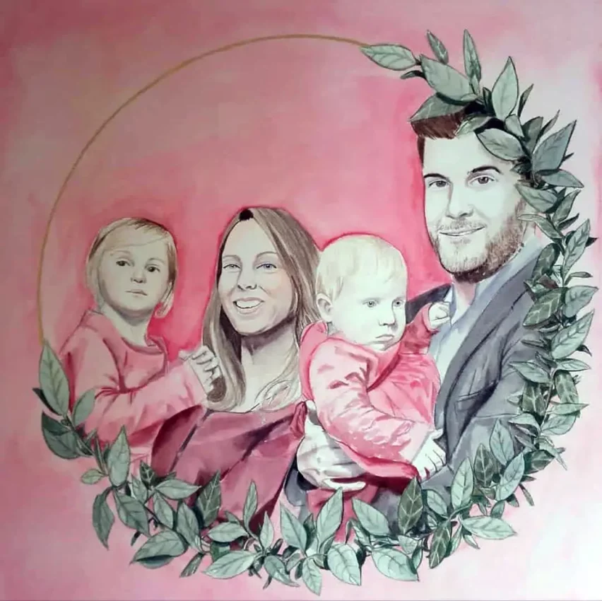 Famille, aquarelle de Typhaine Lesbleiz