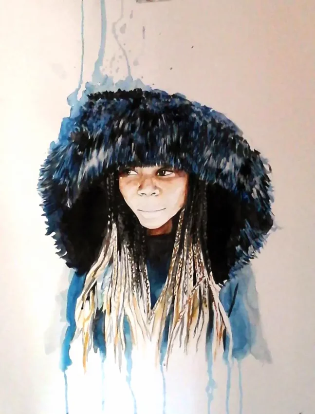 Hiver, aquarelle de Typhaine Lesbleiz